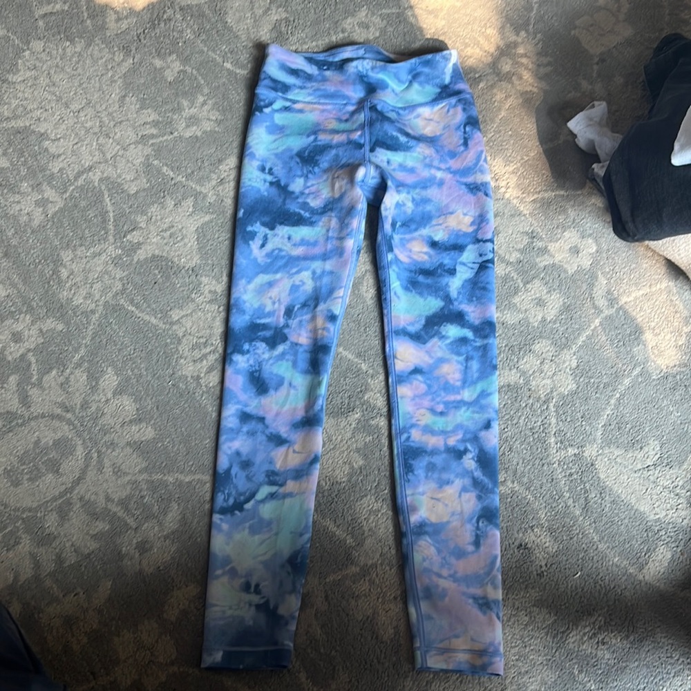 Euc Athleta girl high rise printed chit chat tight legging size 8/10
